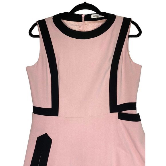 Misslook Pink Shift Dress size 10 Wrap Lined MIDI Business Retro‎ - Picture 2 of 10